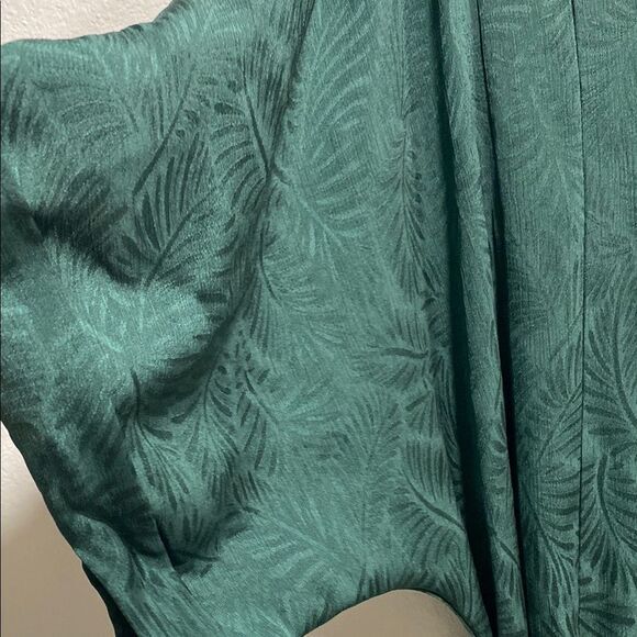 H&M Green Kaftan Midi Maxi Dress Palm Leaf Print Belted V-Neck‎ US 6 - Picture 4 of 16